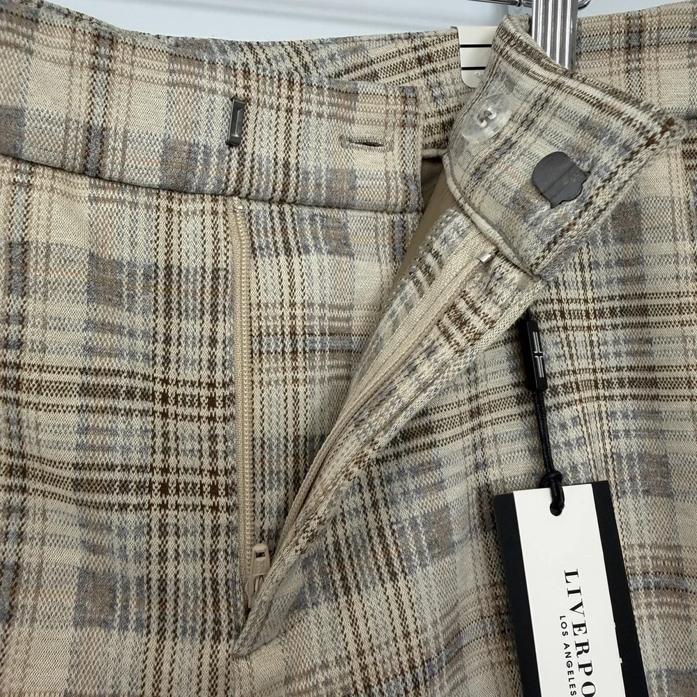 Liverpool Los Angeles Kelsey High Rise Trouser Petite 6/28 Plaid Pants Old Money